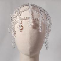 SLBRIDAL Handmade Charm Mesh Crystal Pearl Drop Cap Beaded Hairnet Bridal Wedding Hair Accessories Women Girls Headdress Jewelry balta