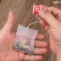 Food-Grade Nylon Tea Bags - Heat-Sealable Empty Filter Paper Bags With String, Transparent Disposable Tea Sachets brown