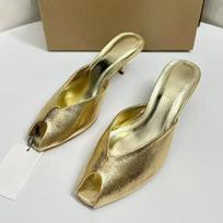 Women Slippers Mules Shoes Woman Slides High Heels Peep Toe Party Dress Summer Modern Slippers For Women 40 beige