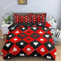 Poker King Queen Duvet Cover Modern Card Game Bedding Set Gamer Playing Comforter Cover Gambling Athletics Polyester Quilt Cover EU Single 135*200cm/53x79in 3pcs black