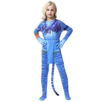 Avatar Superhero Cosplay Jumpsuit With Milk Silk Material For Themed Stage Shows Female,140cm blue