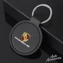 Odinė automobilio raktų pakabuko grandinėlė Pakabukas Dovanos Dekoro Aksesuarai Porsche Boxster Cayman Cayenne Macan Panamera Taycan BJ7 gray
