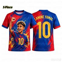 2 dalių rinkinys Yamal 10 Asmeninis Dryžuotas Futbolo Džersis T-shirt Šeimos Derinimo Rinkinys Kvėpuojantis Specialus Rinkinys Suaugusiems Vaikams 140