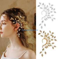 HX6F Delicate Leaf Ear Cuff Earrings Accessory Handmade Ear Clips Adornment for Women auksas