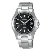 SEIKO 100 meters waterproof solar Quartz Steel Strap 44.2mm men's watch black dial SBPN067 black