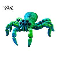 Realistic Bionic Spider Figurine 3D Printed Fidget Toy with Eyes, Large Articulated Unique Gothic Style Decor Flexible Joints, Halloween Desktop blue