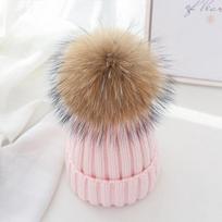 Žiemos prekės ženklo Moteriškas kailis Pom Poms skrybėlė Žieminė kepurė moterims Mergaičių kepurė Megztos pupelės Kepurės kepurė storos moteriškos kaukolės pupelės adult size brown