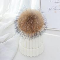 Žiemos prekės ženklo Moteriškas kailis Pom Poms skrybėlė Žieminė kepurė moterims Mergaičių kepurė Megztos pupelės Kepurės kepurė storos moteriškos kaukolės pupelės adult size brown