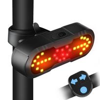 USB įkraunamas dviračio posūkio signalas su garsiniu signalu ir galiniu žibintu naktiniam važiavimui black