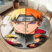Naruto Vs Pain Round Area Rug Carpet Rug For Living Room Bedroom Sofa Playroom Decor Nonslip Floor Mat 120cmx120cm orange