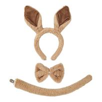 Kangaroos Costume Set Kangaroos Ears Headband Tail and Bowtie Animal Kangaroos Cosplay Costumes Kangaroos Fancy Dress Accessories chaki
