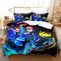 Cartoon Anime Pokemons Bedding Set Kawaii Pikachu Duvet Cover Set Quilt Cover Pillowcase Kids Bed Set Twin Queen King Size 135x200cm