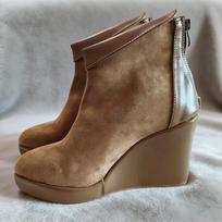 Moteriški pavasariniai/rudeniniai batai su kulnu Suede odiniai Ankle boots platforma su pleištu 10cm Užtrauktukas gale 41 chaki