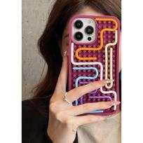 3D Sensorinis Fidget telefono dėklas, Vaivorykštės linijos Silikoninis dangtelis streso malšinimui, Atsparus smūgiams apsauginis dėklas IPhone 17 Pro Max 17 iphone1212pro