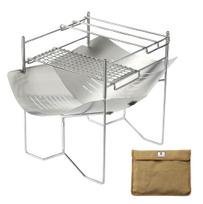 CAMPING MOON Solo Campfire Grill Stainless Steel 304 with Grilling A4 Size Canvas Case Included - Net, Compact, Foldable, Storage, - SOLO-A4G