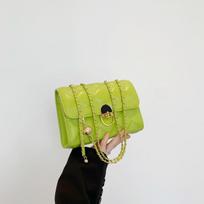 Diamond Embroidered Thread Small Square Bag for Women's Spring New High-end Fashion Style Chain One-shoulder Crossbody Bag Trendy Underarm Bag yellow