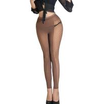 Women's See Through Fishnet Pantyhose Side Hollowout Pattern Ankle Length Tights Footless Leggings Lingerie Stockings kava
