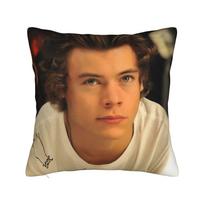 Harrys Styles Pillow Cover Morden Pillow Case For Sofa Couch Bed Living Room Soft Pillowcases Birthday Present Peach skin 18*18(CM)-1Pcs black