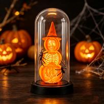Halloween Pumpkin Lantern: Glass Skull Skeleton Night Light Ornament Plastic Cover