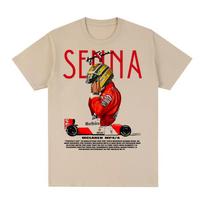 2026 Brazilijos Ayrton Senna marškinėliai Vintažiniai Grafiniai Per dideli Kvėpuojantys Medvilniniai Vyriški Moteriški Marškinėliai Nauji TEE TSHIR Hip Hop Gatvės apranga Per dideli Marškinėliai M beige