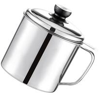 Stainless Steel Oil Filter Pot Kitchen Grease Container Strainer with Handle Large Capacity Oil Pot for Cooking Bacon Grease 12.50X12.50X12.00CM sidabras