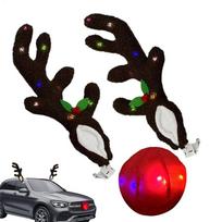 Kalėdinė automobilio dekoracija Šviečiantis elnio ragas su nosimi Automobilio dekoras Transporto priemonėms Sunkvežimiams Transporto priemonėms Visureigiams Išorės Langui Stogo Viršui colorful light black