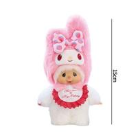 Kawaii Anime Monchhichi Raktų pakabukas Pliušinė lėlė Pakabukas Mielas Beždžionėlės Monkiki Raktų pakabukai Kuprinės papuošalas Raktų grandinėlė Šventės dovana Mielas kimštas Purus apkabinamas black