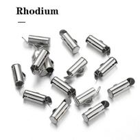 50pcs Fastener Tube Crimp End Caps Slider Clasp Bracelet Buckles for DIY Connectors Loom Jewelry Making Findings Accessories 10mm gray