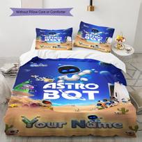 Name Custom Astro bot Pattern Bedding Set Quilt Cover Pillowcase Home Decor Gift (1 * duvet cover + 2 * pillowcase, without core) 140x200cm blue