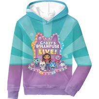 Gabby Dollhouse Kids cartoon hoodie 3D Printed High Quality Short Sleeve Crewneck moletom For Girls Cute Soft Childrens Clothing 130 blue