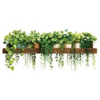 3D Green Plant Wall Decals Bonsai Tropical Plant  Wall Sticker Creative Peel Stick Removable Wall Art Decor Living Room Bedroom beige