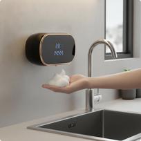 Soap Dispenser with Digital Display Automatic for Washroom, Washroom Black juoda