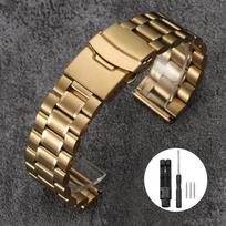 Tvirtas nerūdijančio plieno laikrodžio dirželis 18/20/22/24 mm Sidabrinis metalas Lenktas galas Dvigubo paspaudimo sulankstoma sagtelė Apyrankė Laikrodžio juosta Seiko 20mm beige