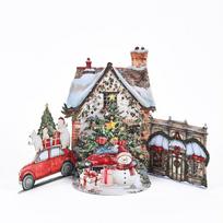 3D Cartoon Christmas Pop-Up Cards Multicolor Paper Christmas Greeting Cards Santa Xmas Tree Triple Fold Page 3D Christmas Card gray