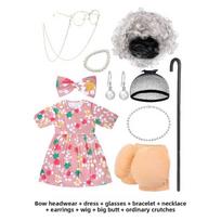 Elderly Granny Grandpa Performance Outfit For Kids Stage Play Dress Up Pink,S white