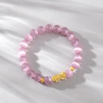 Pixiu Cat's Eye Stone Bracelet: Luxurious Luck Charm gray
