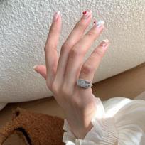 Light Luxury High-End Two-Color Brushed Shield Diamond Inlaid Rings For Women Exquisite Sunflower Adjustable Finger Ring Jewelry resizable gray