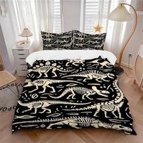 3pcs Dinosaur Skeleton Tapestry Printed Quilt Set, Soft and Comfortable Quilt Cover for Bedroom 200x200cm white