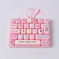 26-Key Keyboard Fidget Keychain Cute 3D Button Keycap Clicker Toy Backpack Bag Pendant Stress Relief Sensory Toy Gift pink