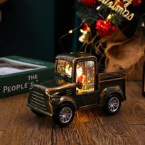 Christmas Decoration Santa Claus Driving Car Water Filled Wind Light LED Night Light Festive Gift Window Display Ornament home