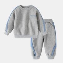 Boys Korean Style Fleece Tracksuit Long Sleeve Sweatshirt And Long Pants Two Piece Set 140cm