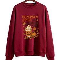 PUMPKIN SPICE and Everything NICE Retro Fall Sweatshirt Women Halloween Pumpkin Coffee Print Pullover Autumn Holiday Daily Wear L brown