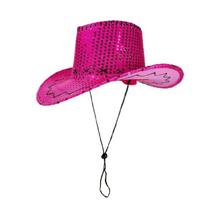 Eye Catching Cowboy Hats for Carnivals Themed Event Sequins Lightweight Party Accessory Comfortable Wear rožinė raudona spalva