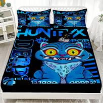 K-Pop D-Demon Hunters Fitted Sheet Deep Pocket with 2 Pillowcases Personalized Home Decor DIY Bed Cover 90x200x25cm 3pcs blue