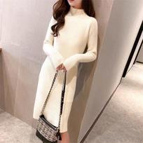 Knitted dress women's slim fall season new k medium and long inner over knee primer sweater skirt one size fits all balta