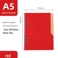 A5 Detachable 6-Hole Leather Binder Notebook with Card Slots gray