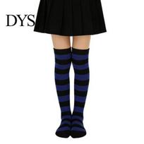 Over The Knee Striped Socks Thigh High for Women Girls, Stockings, Fashion Stylish Daily Wear Soft Stretchy Long Christmas Cosplay Party & Holiday E blue