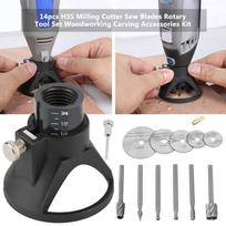 14pcs HSS Milling Cutter Saw Blades Rotary Tool Set Woodworking Carving Accessories Kit