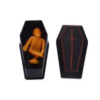 1set Miniature Coffin Skeleton Ornaments Halloween Decoration Prank Props For Parties Spooky Home Decor Fun Halloween Decor One Size brown