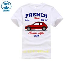 VINTAGE FRENCH CAR PEGEOUT 205 gtis COTTON T SHIRT L white